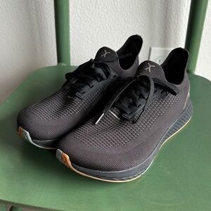 Women's Black Knit Athletic Running Shoes with Gum Accents